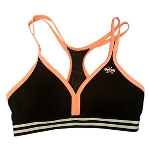 ZXSport Black & Coral Strappy Sports Bralette or swim top.  Size xl